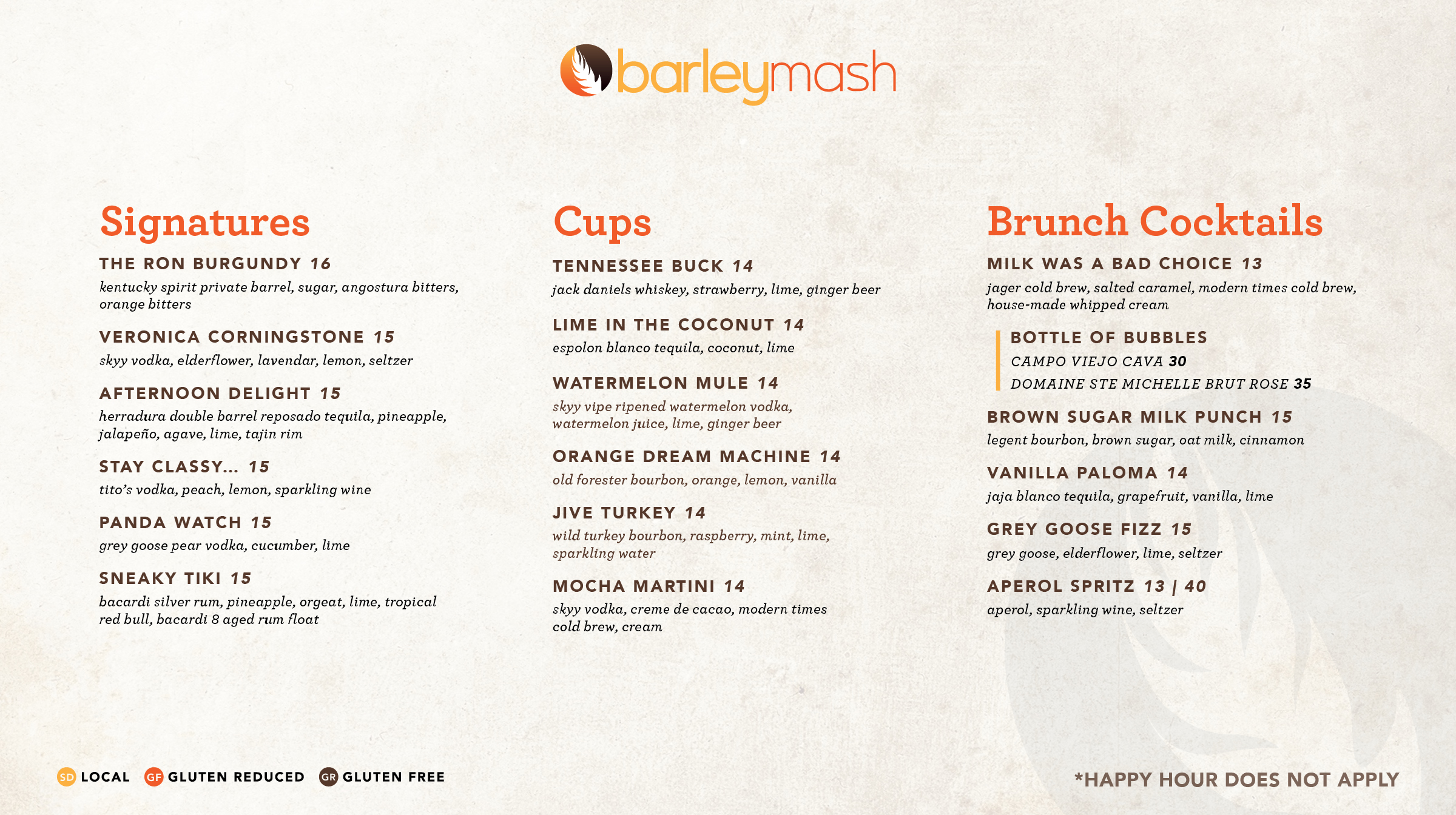 Menu barleymash