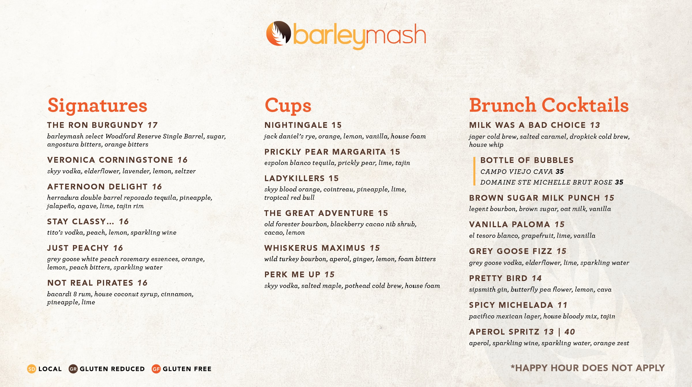 Menu barleymash