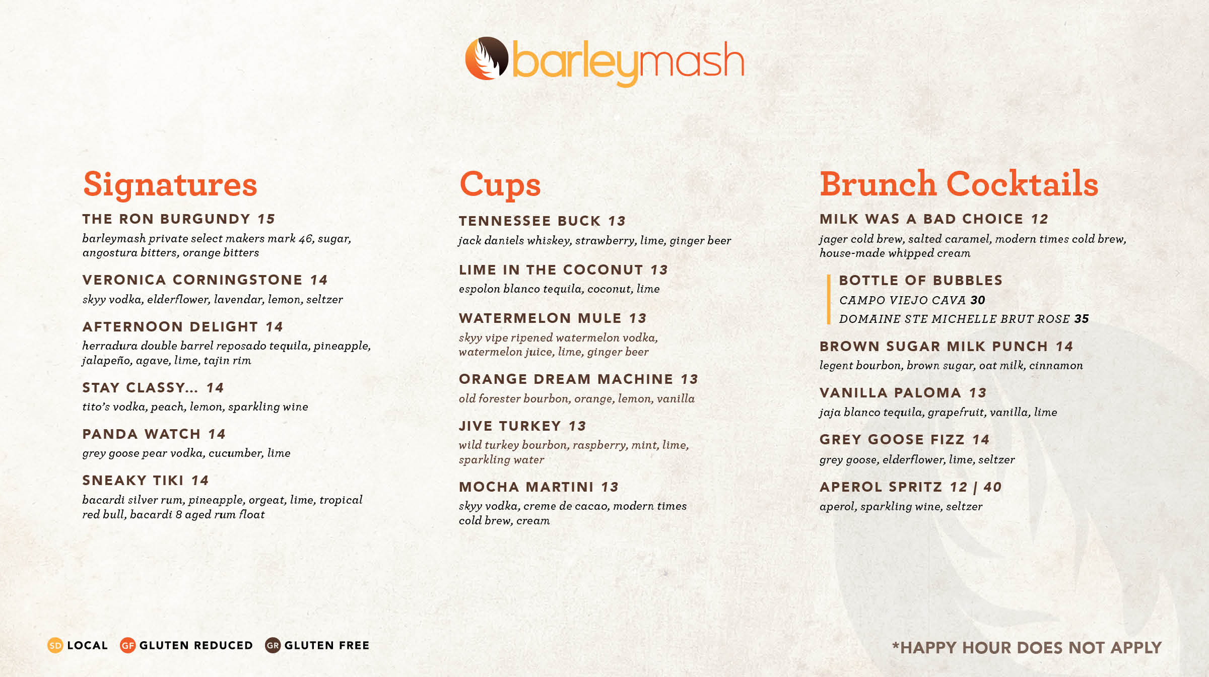 Menu barleymash